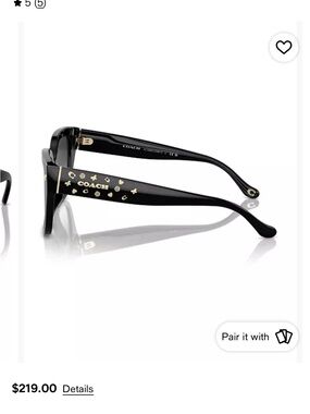 Coach Black Sunglasses with Gold Signature Stud Details